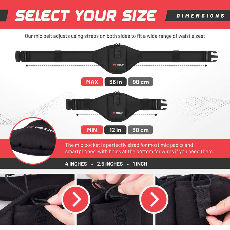 [AUSTRALIA] - M-Belt - The Next Generation Mic Belt - Microphone Belt with Innovative Rubber Band Lock - Improved Adjustability Comfortability Durability - Fits Lavalier Fifine Pyle Shure Transmitters 
