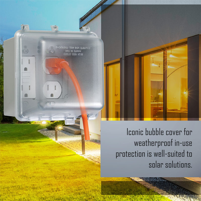 TayMac MM7440C 4.75-in. Deep Outdoor Box, UFAST 55-in-1, Rated NEMA 3R 2-Gang Weatherproof in-Use Electrical Outlet Cover for Home Improvement, Clear