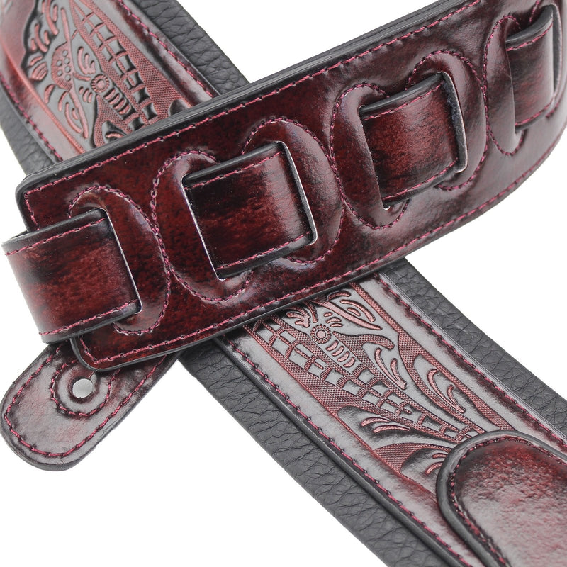 Walker & Williams GB-103 Oxblood Brown Padded Strap Live Oak Pattern