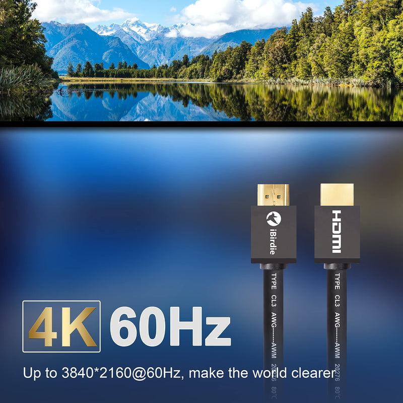 4K HDR HDMI Cable 25 Feet in-Wall CL3 Rated 4K60Hz (4:4:4 HDR10 8/10/12bit 18Gbps HDCP2.2 ARC CEC) High Speed Ultra HD Cord Compatible with Apple-TV PS4 Xbox PC Projector Speaker 25Feet