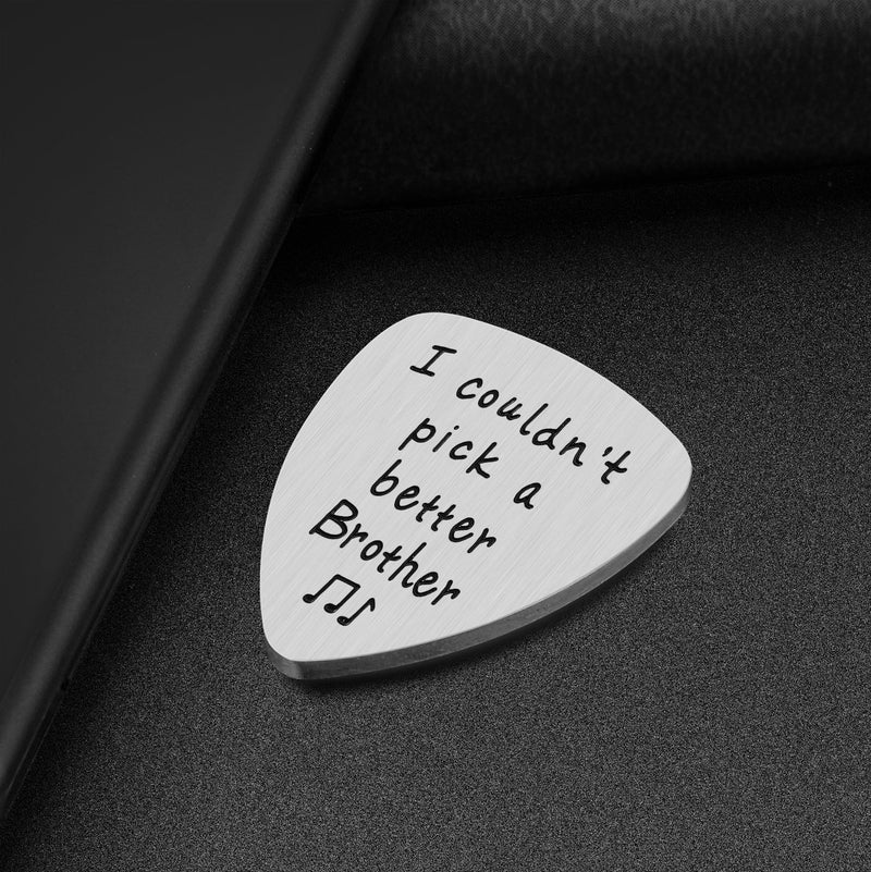 Birthday Gifts for Brother - Stainless Steel I Couldn't Pick A Better Brother Guitar Pick Jewelry, Unique Birthday Gift for Musician Brother