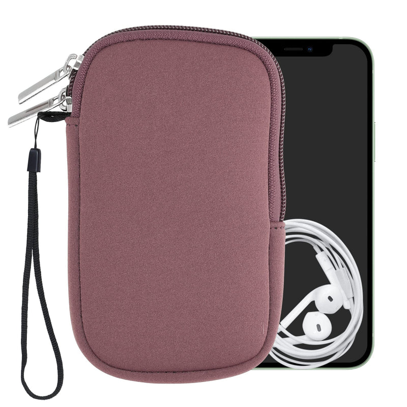 kwmobile Neoprene Phone Pouch Size XL - 6.7/6.8" - Universal Cell Sleeve Mobile Bag with Zipper, Wrist Strap - Deep Rusty Rose XL - 6,7/6,8"