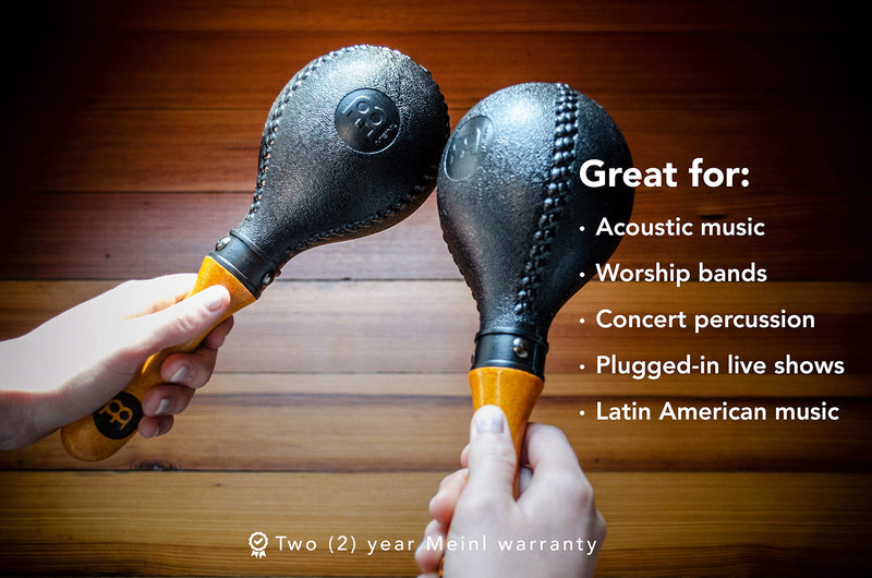 [AUSTRALIA] - Maracas, Standard Concert Size with All-weather Synthetic Shells and Wooden Handles — NOT MADE IN CHINA — Great for Live Performances and Recording Sessions, 2-YEAR WARRANTY PM2BK 