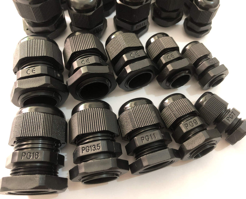 20pcs Cable Gland Waterproof Adjustable 3-13mm Cable Connectors PG7 PG9 PG11 PG13.5 PG16 Plastic Cable Gland Joints Wire Protectors