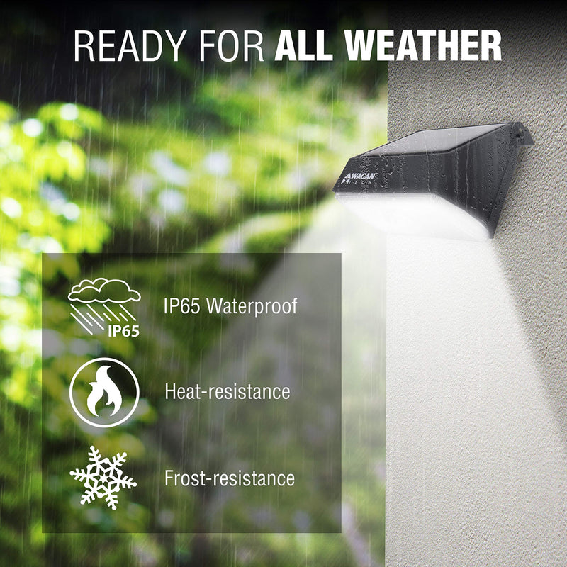 Wagan EL8570 1000 Lumens Outdoor LED Solar Wall Light Waterproof Motion Detected Light, Black 1 Pack