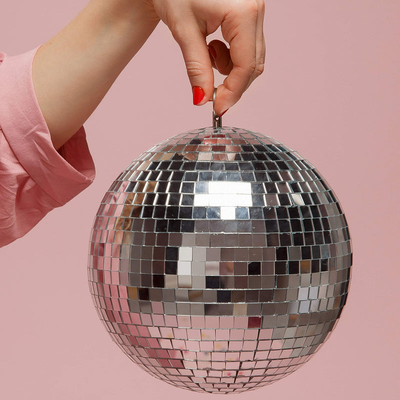 [AUSTRALIA] - Big Mo's Toys Mirror Ball - Silver Hanging Disco Ball Party Decoration Accessories for 70s Parties 