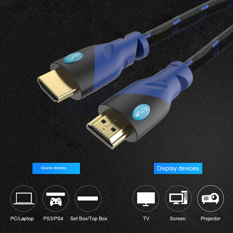 Aurum Ultra Series - Pack of 3 6 FT High Speed HDMI Cable with Ethernet - Supports 3D and ARC - Full HD 6 Feet (3 PK) 3 Pk