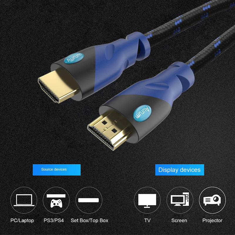 Aurum Ultra Series - High Speed HDMI Cable with Ethernet - 3 Pack (1.5 FT) - Supports 3D & Audio Return Channel - Full HD [Latest Version] - 1.5 Feet 1.5 Ft 3 Pk