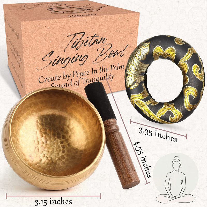 [AUSTRALIA] - Tibetan Singing Bowls Set-100% Handmade Sound Bowl Meditation Set for Meditation, Yoga, Chakra, Sound Healing, Perfect Christmas Gifts for Women (3.15" Classic Hammered) 3.15" Classic Hammered 
