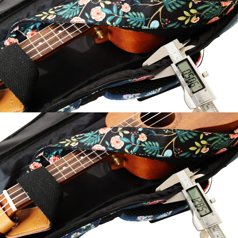 [AUSTRALIA] - MUSIC FIRST Original Desgin, Cotton Canvas" Dark Night Garden" Floral Patterned Ukulele Case, Ukulele Bag, Ukulele Cover (Fit for 23~24 inch Concert Ukulele) Fit for 23~24 inch Concert Ukulele 