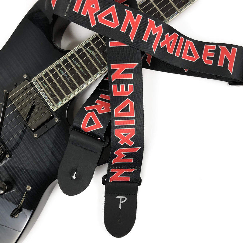 Perri's Leathers Official Licensing Iron Maiden Polyester Guitar Strap, 2” inches Wide, Adjustable Length 39” to 58” inches, Black Iron Maiden Strap