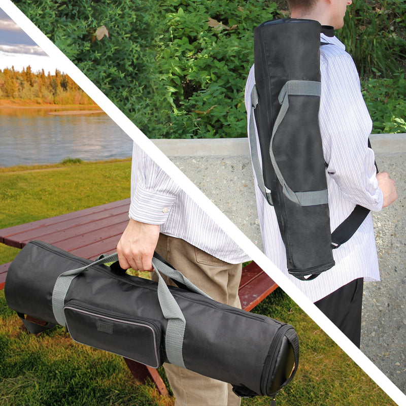 USA Gear Padded Tripod Case Bag - Holds Tripods from 21 to 35 inches - Adjustable Size Extension, Storage Pocket and Shoulder Strap for Professional Camera Accessories and Photo Carrying Needs Black and Grey