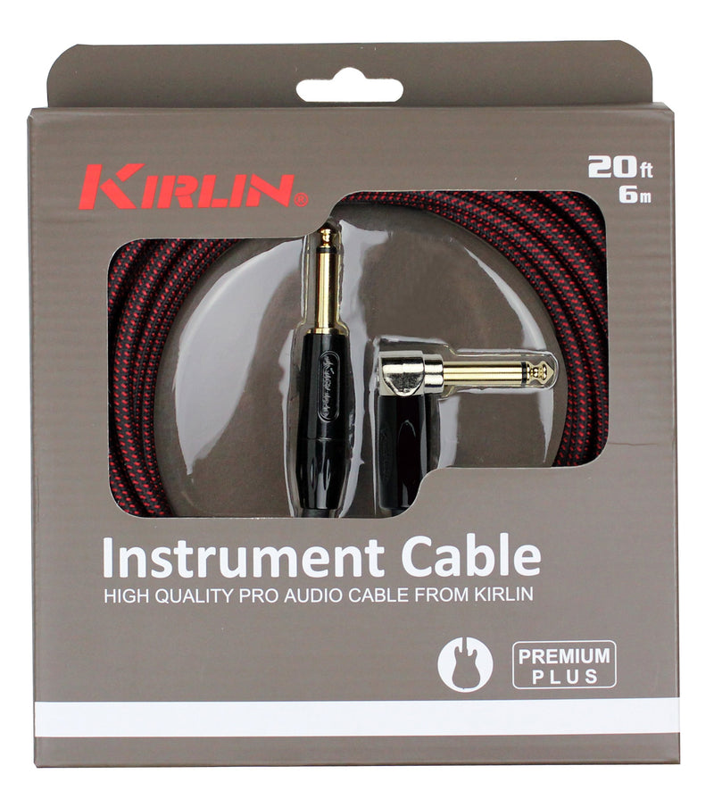 [AUSTRALIA] - KIRLIN Cable IWB-202BFGL-20/BR 20-Feet Premium Plus Instrument Cable, Black/Red Woven Jacket 