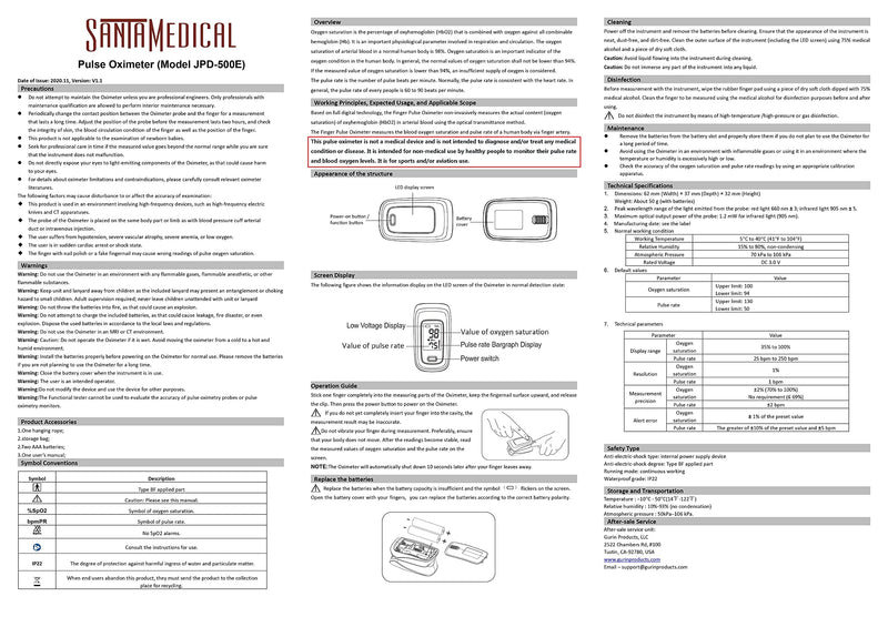 Fingertip Pulse Oximeter, Blood Oxygen Saturation Monitor (SpO2) with Pulse Rate Measurements and Pulse Bar Graph, Portable Digital Reading LED Display, Batteries and Carry Case Included