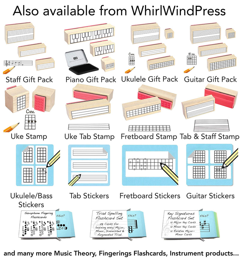 Ukulele and Bass Tablature and Staff Stamp! Great time saver for teachers, student and budding uke players