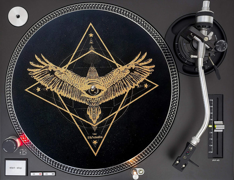 [AUSTRALIA] - Premium Turntable Slipmat -Cork Turntable Slipmat Proves Sound Quality with Better Grip [4mm]- Psychedelic Geometric Eagle , Cork 