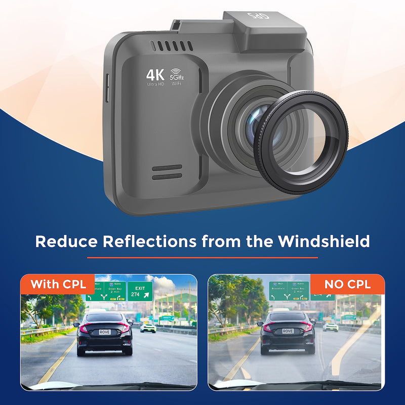ROVE Ultimate CPL Filter, Anti-Glare Circular Polariser Lens for ROVE R2-4K PRO Dash Cam Model Only (NOT for R2-4K Model)
