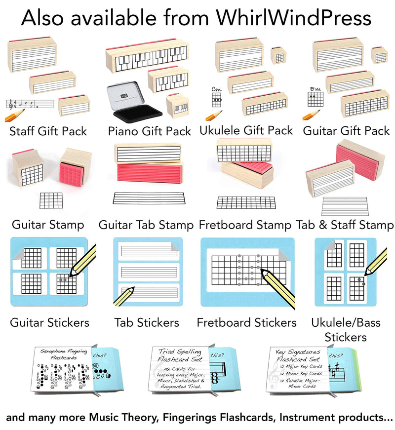 Pad and Guitar Fretboard Diagram Rubber Stamp (Tablature, Chords and Fingerings!)