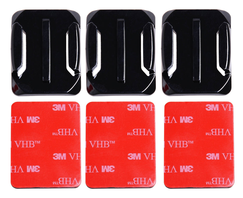 Adhesive Mounts for GoPro Cameras - 3x Curved & 3x Flat Mounts Bundle W/ 3M Sticky Pads- Tape Mount to Your Helmet/Bike/Board/Car- Fits ALL Go Pro Models - Premium Camera Accessories - 1 Year Warranty 3 Curved & 3 Flat Mounts