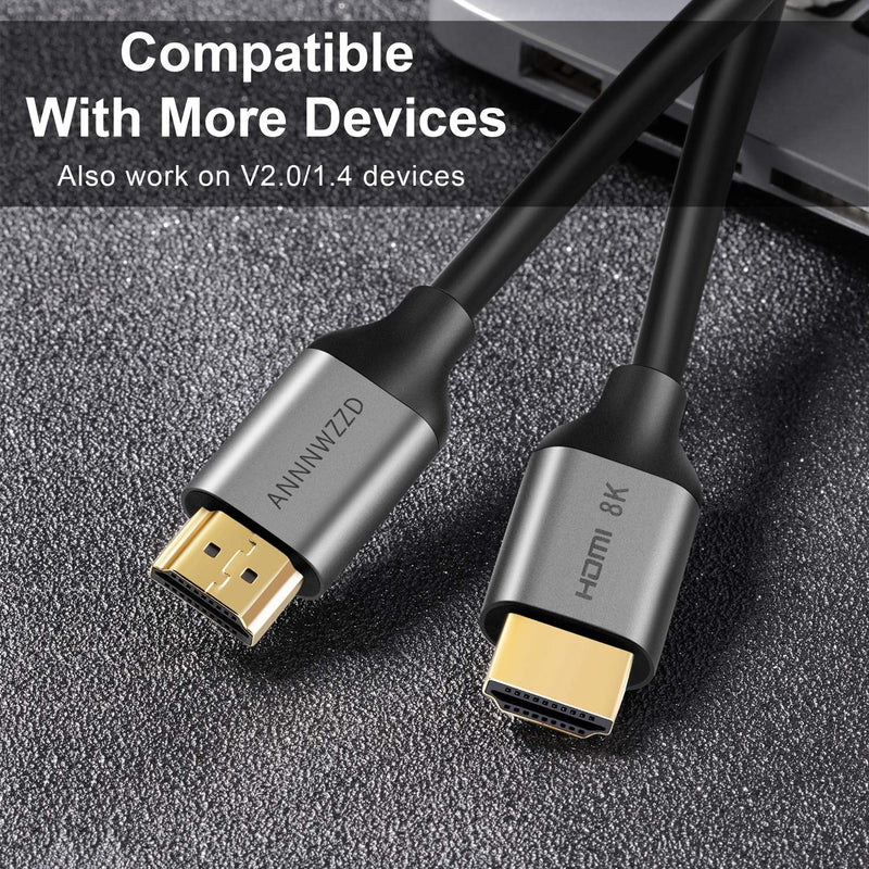 ANNNWZZD 8K HDMI Cable, HDMI 2.1 Cable High Speed 48Gbps 8K@60Hz (7680x4320) 4:4:4 HDR HDCP 2.2 e ARC PS4 Xbox(3ft, Black) 3ft