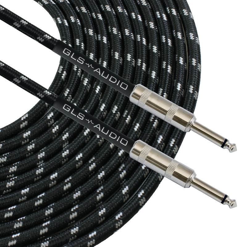 [AUSTRALIA] - GLS Audio 10 Foot Guitar Instrument Cable - 1/4-Inch TS to 1/4-Inch TS 10 FT Black Gray Tweed Cloth Jacket - 10 Feet Pro Cord 10' Phono 6.3mm - Single 