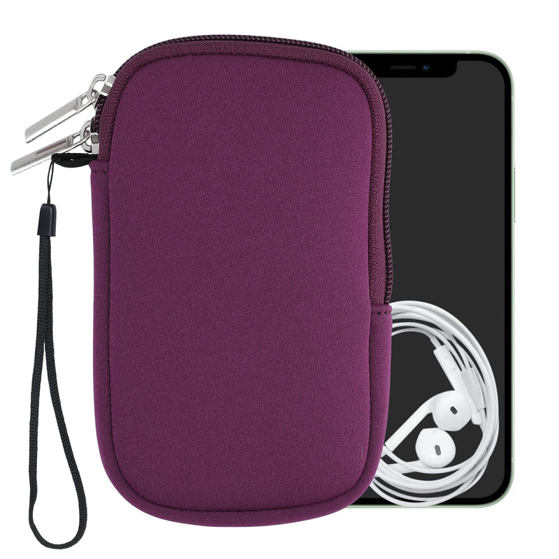 kwmobile Neoprene Phone Pouch Size XL - 6.7/6.8" - Universal Cell Sleeve Mobile Bag with Zipper, Wrist Strap - Berry XL - 6,7/6,8"