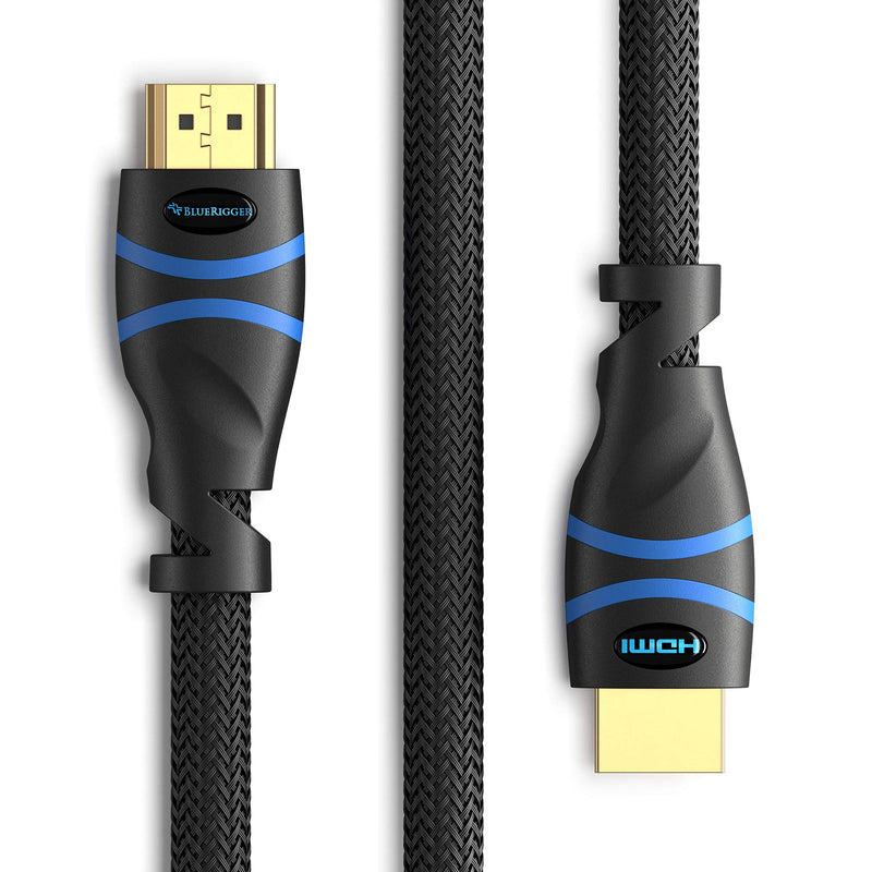 BlueRigger 4K HDMI Cable (6.6 Feet, Black, 4K 60Hz, High Speed, Nylon Braided) 6.6 feet