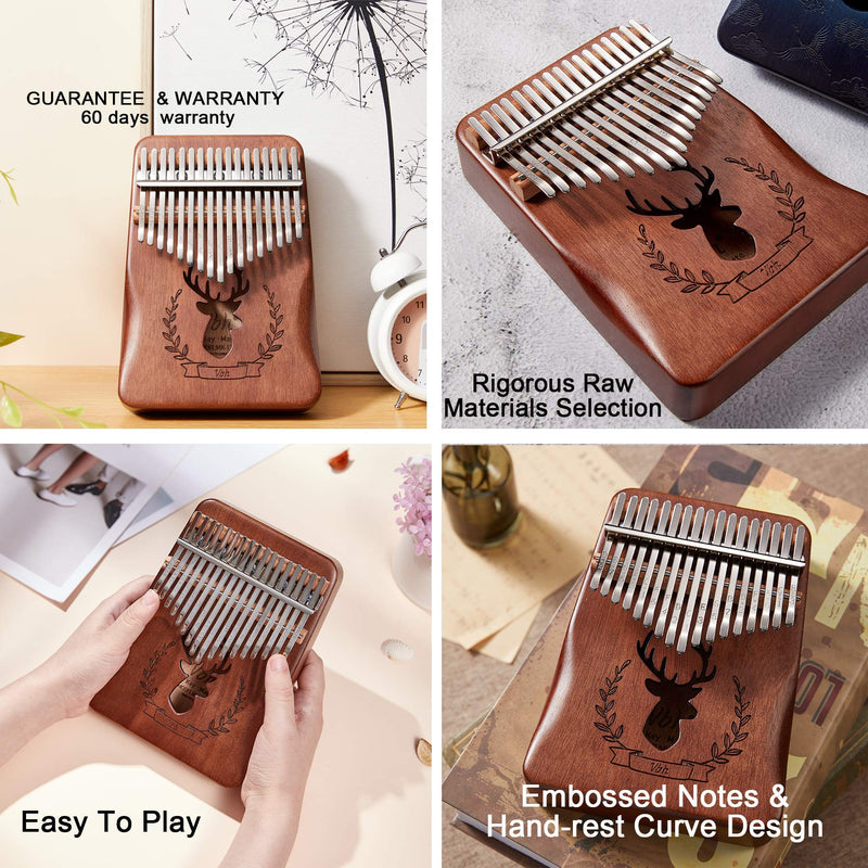 Kalimba 17 Keys Thumb Piano,Builts-in EVA High-Performance Protective Box Portable Finger Piano Instrument Easy To Learn with Tuning Hammer and Study Instruction