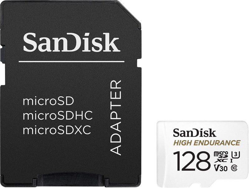 SanDisk 128GB High Endurance Video MicroSDXC Card with Adapter for Dash Cam and Home Monitoring systems - C10, U3, V30, 4K UHD, Micro SD Card - SDSQQNR-128G-GN6IA 128 GB Card Only