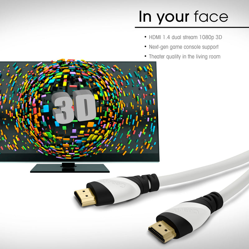 35 Ft HDMI Cable, GearIT Pro Series HDMI Cable 35 Feet High Speed Ethernet 4K Resolution 3D Video and ARC Audio Return Channel HDMI Cable, White
