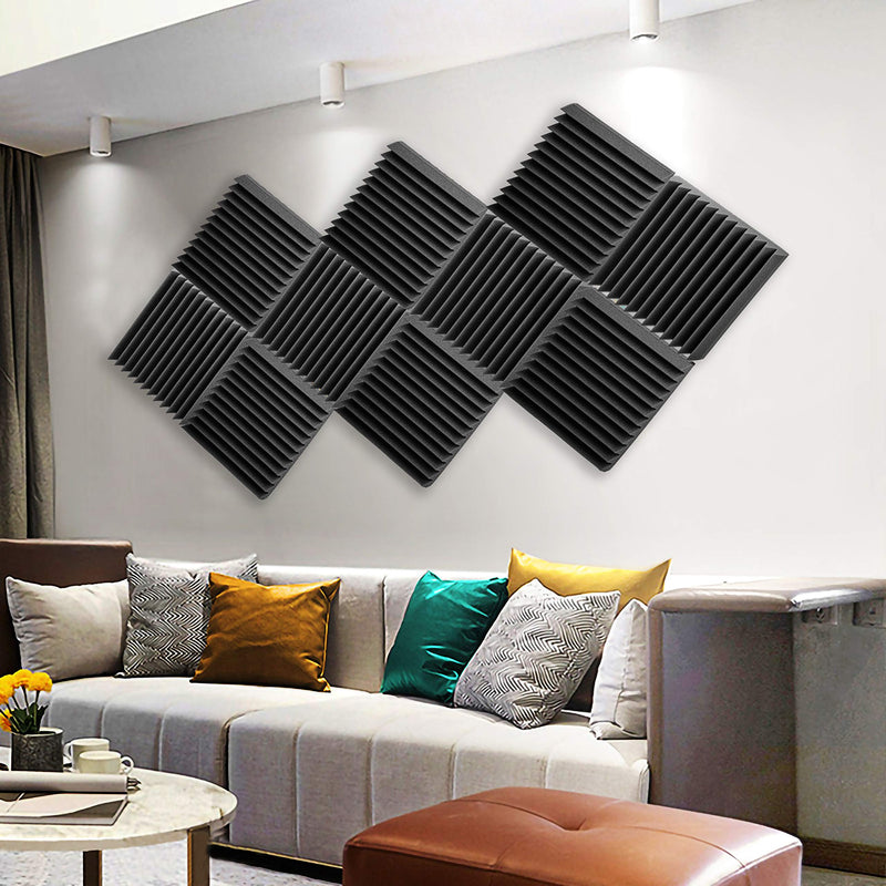 [AUSTRALIA] - 12 Pack Set Acoustic Panels, 2" X 12" X 12" Acoustic Foam Panels, Studio Wedge Tiles, Sound Panels wedges Soundproof Sound Insulation Absorbing 12 Pack 