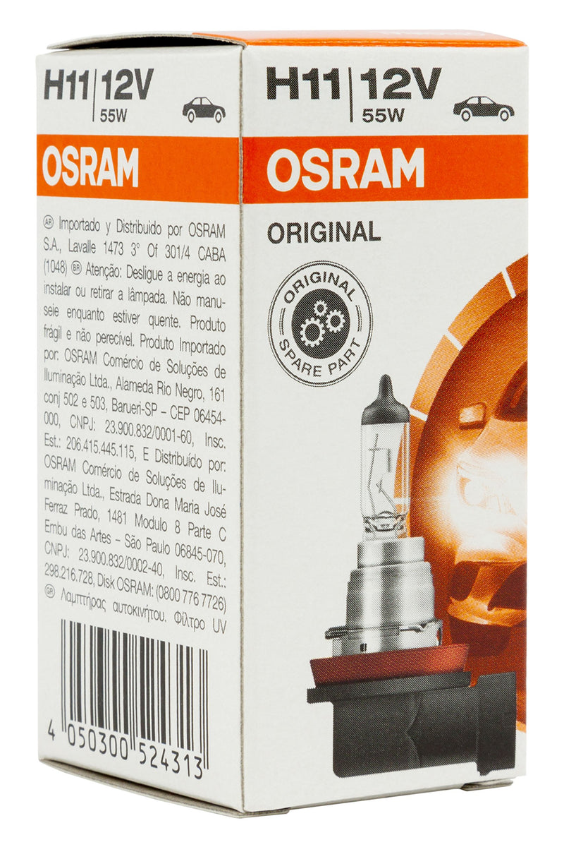 OSRAM H11 64211L+ Long Life Original Line High Performance Halogen Headlight Bulb