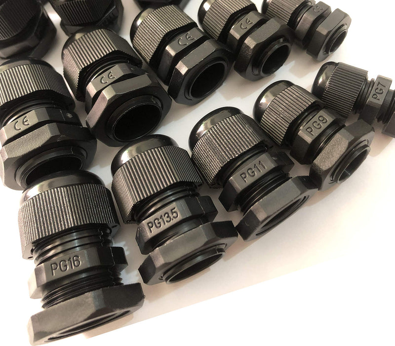 20pcs Cable Gland Waterproof Adjustable 3-13mm Cable Connectors PG7 PG9 PG11 PG13.5 PG16 Plastic Cable Gland Joints Wire Protectors