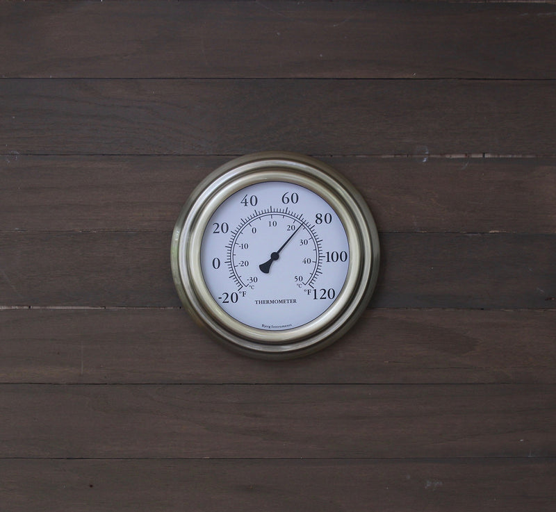 [AUSTRALIA] - Bjerg Instruments 8" Antique Brass Finish Decorative Indoor/Outdoor Thermometer 