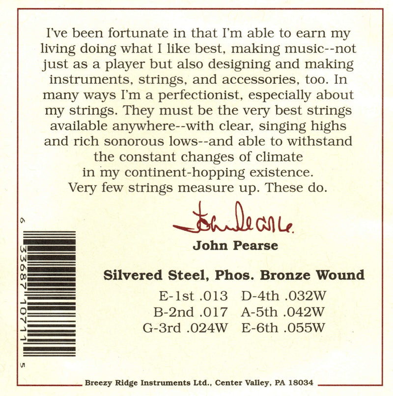 John Pearse Strings 710NM For Acoustic Guitar - Phosphor Bronze Wound - New Medium 13-55
