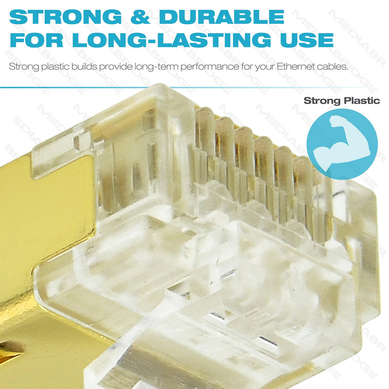 [AUSTRALIA] - Mediabridge™ Cat7 Connector (Gold Shielded) - RJ45 Plug for Cat7 Ethernet Cable - 8P8C 50UM - 30 Pack (Part# 51P-C7-30PK) 