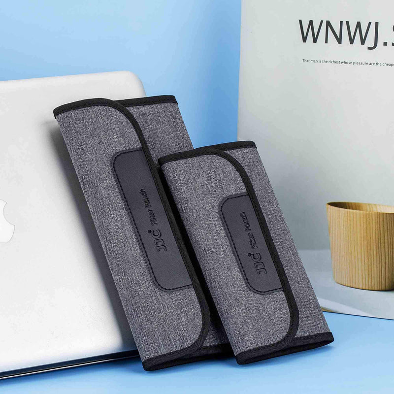 Camera Lens Filter Pouch Case 4 Pockets for Circular Filters Up to 58mm(37mm, 40.5mm, 49mm, 52mm, 55mm), Padded Elastic Interior Filter Holder Wallet Dustproof