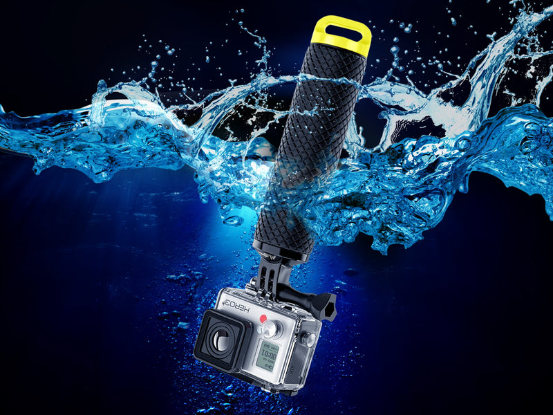 MiPremium Waterproof Floating Hand Grip compatible with GoPro Cameras Hero 9 8 7 6 5 4 3 2 1 Session Black Silver Handler Plus FREE Handle Mount Accessories for Water Sport and Action Cameras (Yellow) Yellow