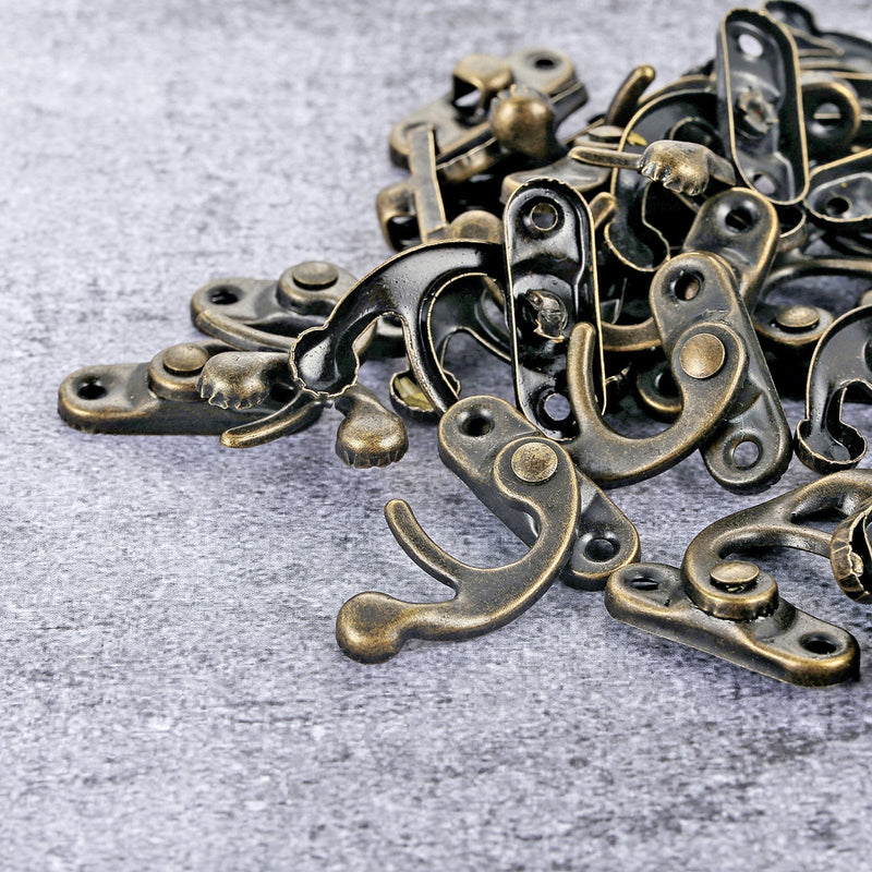 [AUSTRALIA] - PGMJ 40 Pieces Jewelry Box Hardware Bronze Tone Antique Right Latch Hook Hasp Horn Lock Wood Jewelry Box Latch Hook Clasp and 160 Replacement Screws (Right Latch Buckle) 