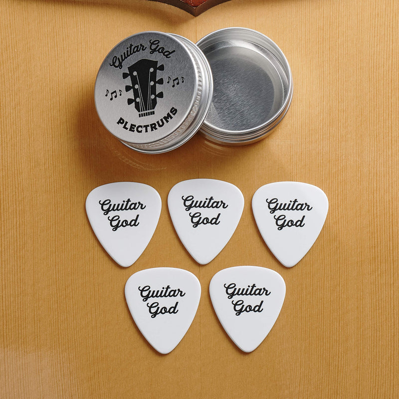 Oakdene Designs Plectrums, Cellulose, White, One Guitar God