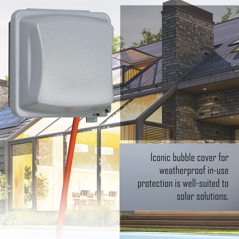 TayMac MM2410G 2.75-in. Deep Outdoor Box, UFAST 55-in-1, Rated NEMA 3R 2-Gang Weatherproof In-Use Electrical Outlet Cover for Home Improvement, Gray