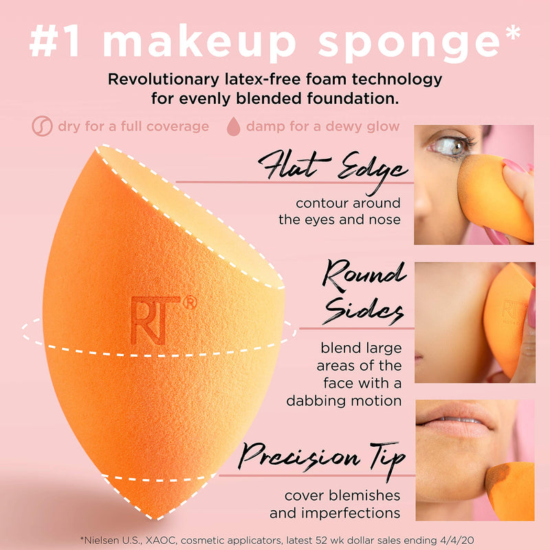 Real Techniques Miracle Complexion Beauty Sponge Makeup Blender, Set of 4