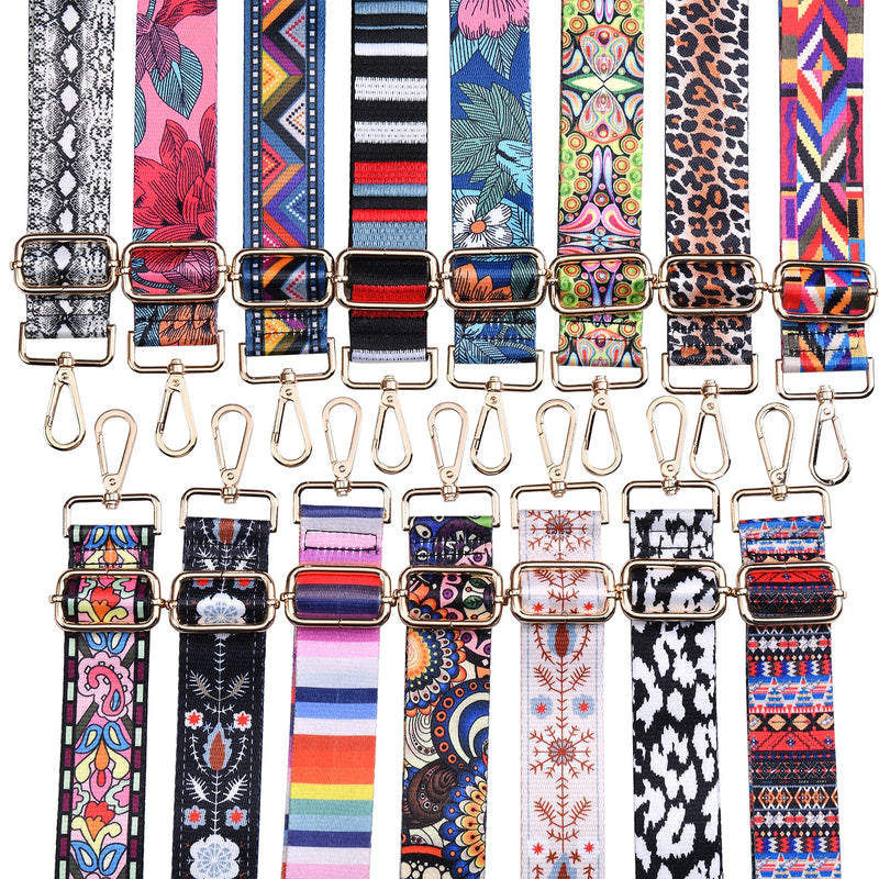SHEING Crossbody Strap Replacement Adjustable Guitar Style Multicolor Handbag Shoulder Bag Straps 03-flower in Black