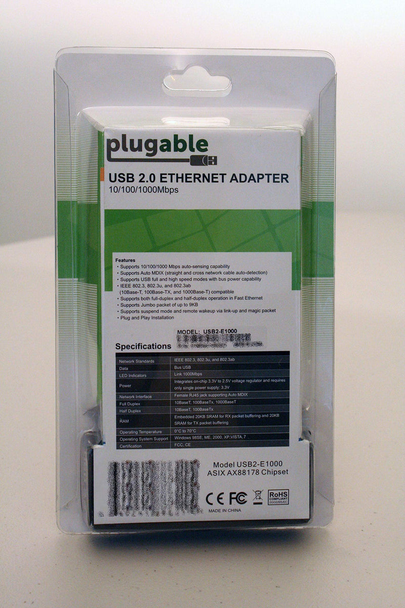 Plugable USB 2.0 to Gigabit Ethernet Adapter, Fast and Reliable Gigabit Connection, Compatible with Windows, Chromebook, Linux
