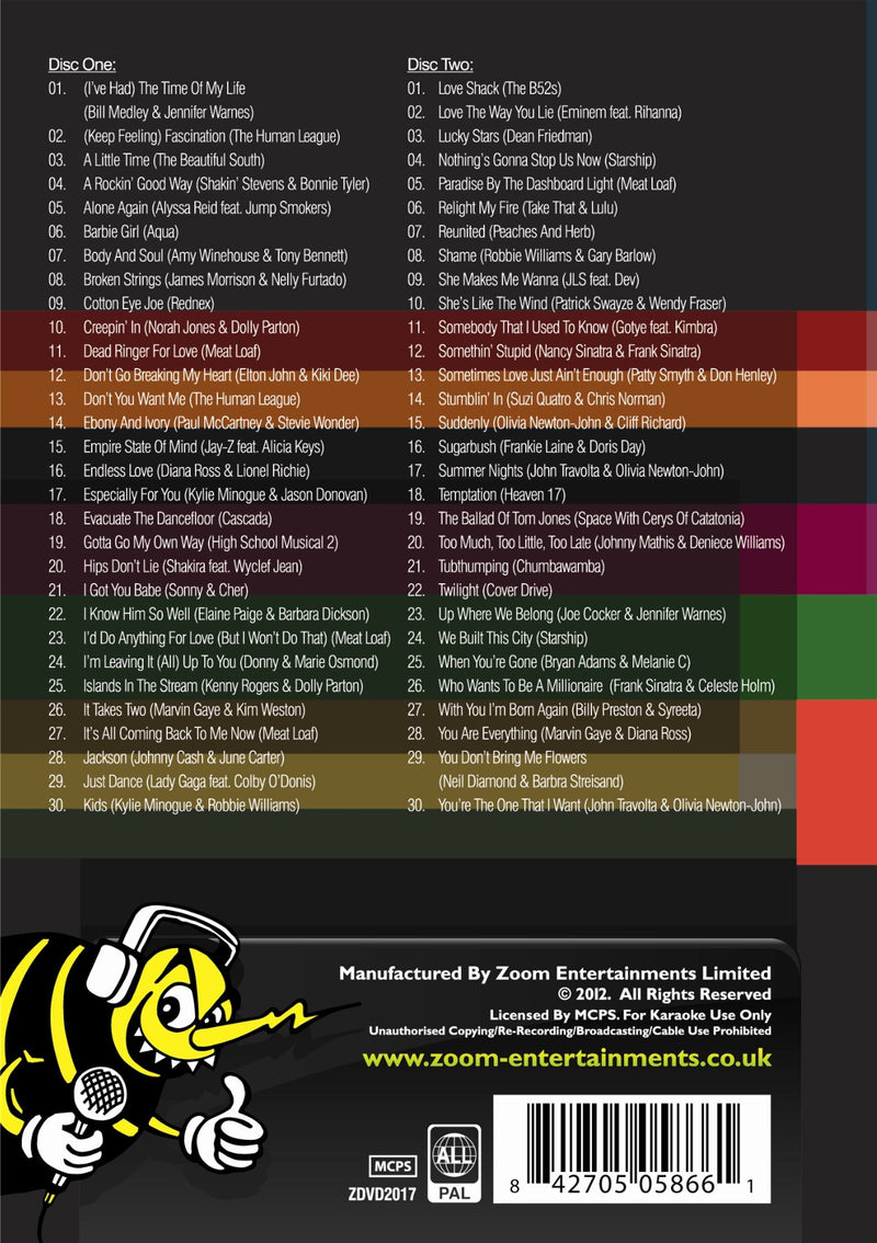 Zoom Karaoke DVD - Karaoke Duets - 60 Songs