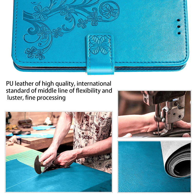 for LG Stylo 6 Wallet Case, [Flower Embossed] Premium PU Leather Flip Protective Case Cover with Card Holder and Stand for LG Stylo 6 2020 Release (Blue) Blue