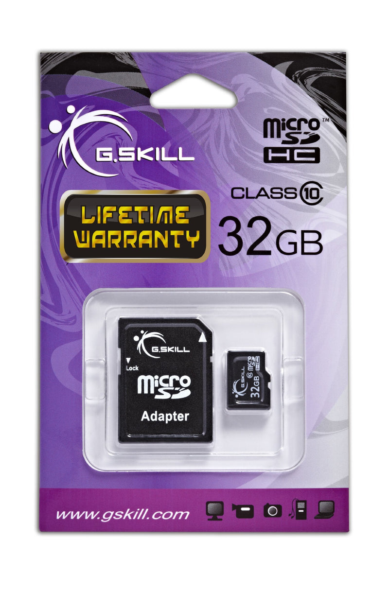 G.Skill 32GB Class 10 MicroSDHC Flash Card with SD Adapter (FF-TSDG32GA-C10) 32 GB