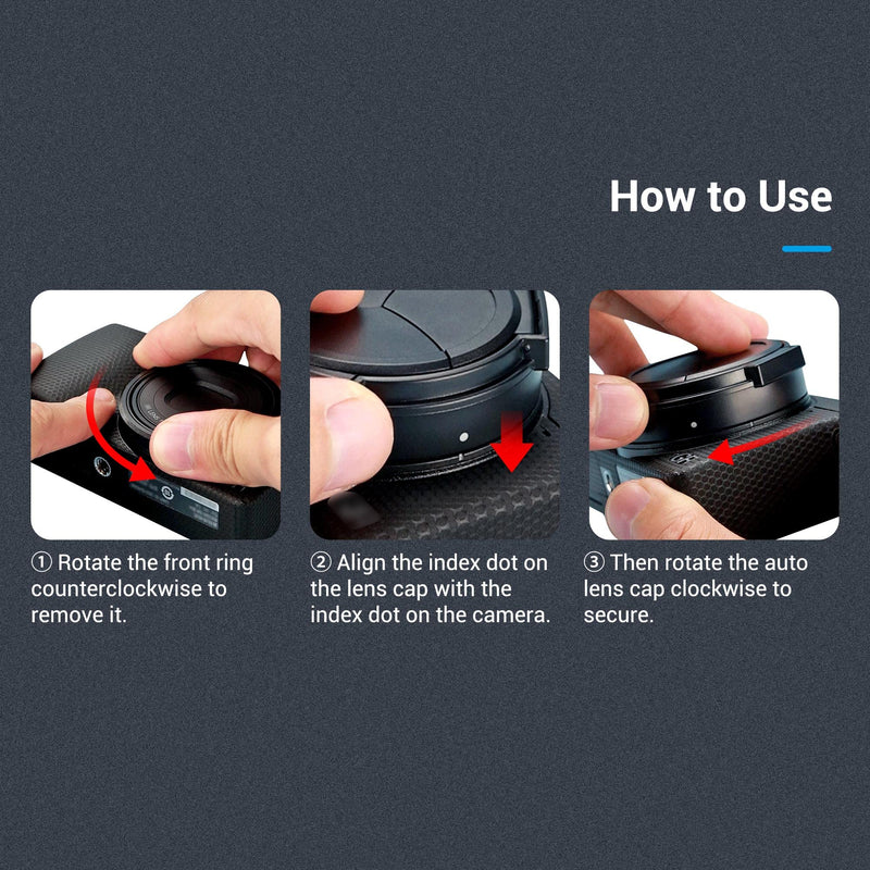 JJC Auto Open and Close Lens Cap Cover for Ricoh GR IIIx GRIIIx GR3x Camera, Dustproof and Anti-Scratch Lens Protector No Need to Remove