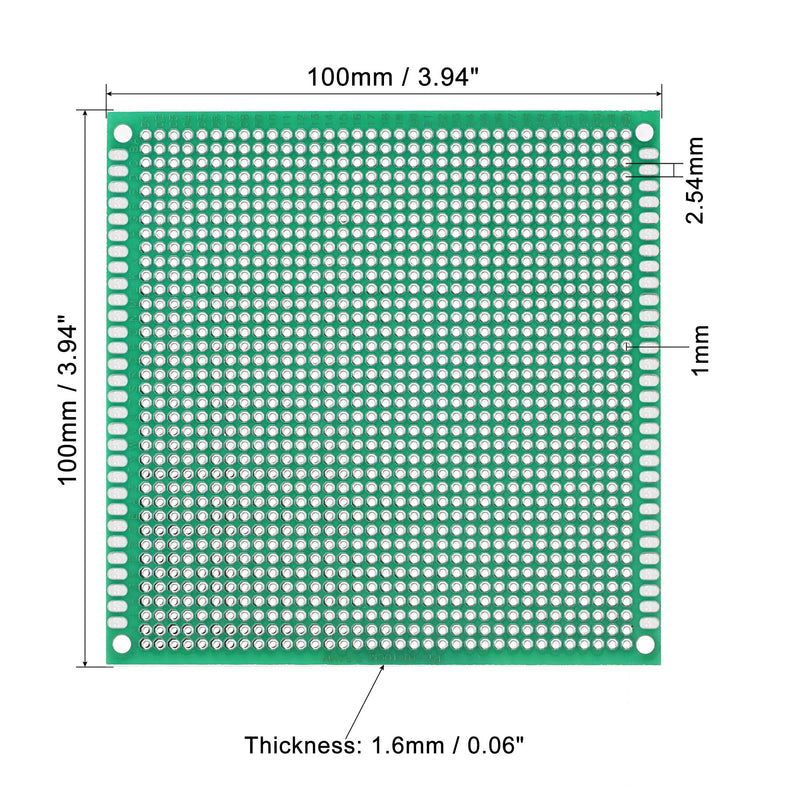 MECCANIXITY PCB Board Double Sided Printed Circuit Prototyping Boards Plated Through Holes for DIY Soldering Electronic Projects, 100mmx100mm, Green Pack of 3