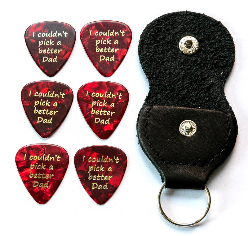 I couldn't pick a better Dad 6 Red Guitar Picks With Leather Plectrum Holder Keyring